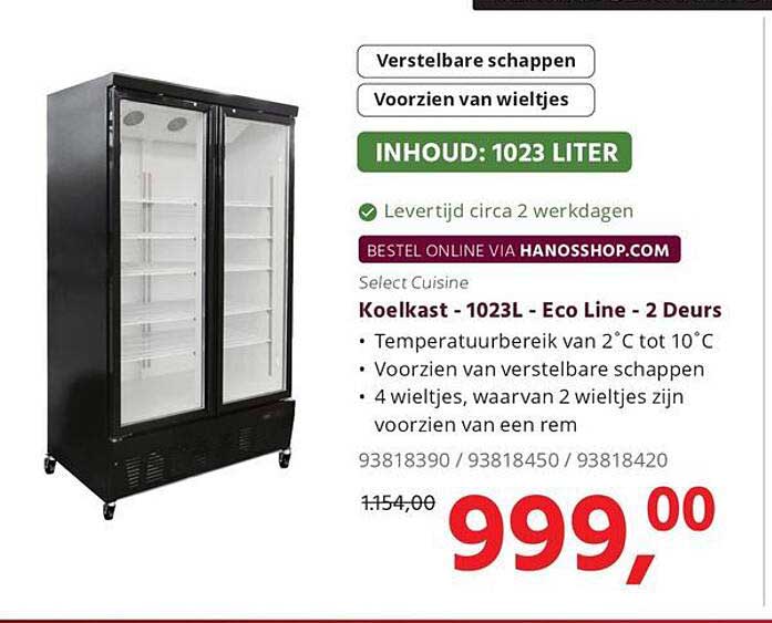 Koelkast - 1023L - Eco Line - 2 Deurs