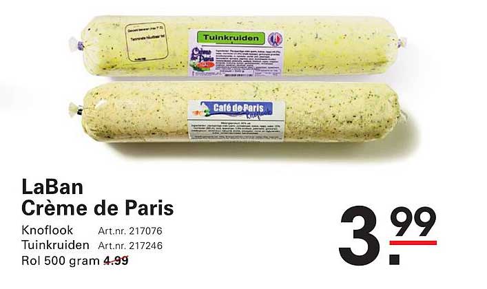 LaBan Crème de Paris Knoflook Tuinkruiden Rol 500 gram
