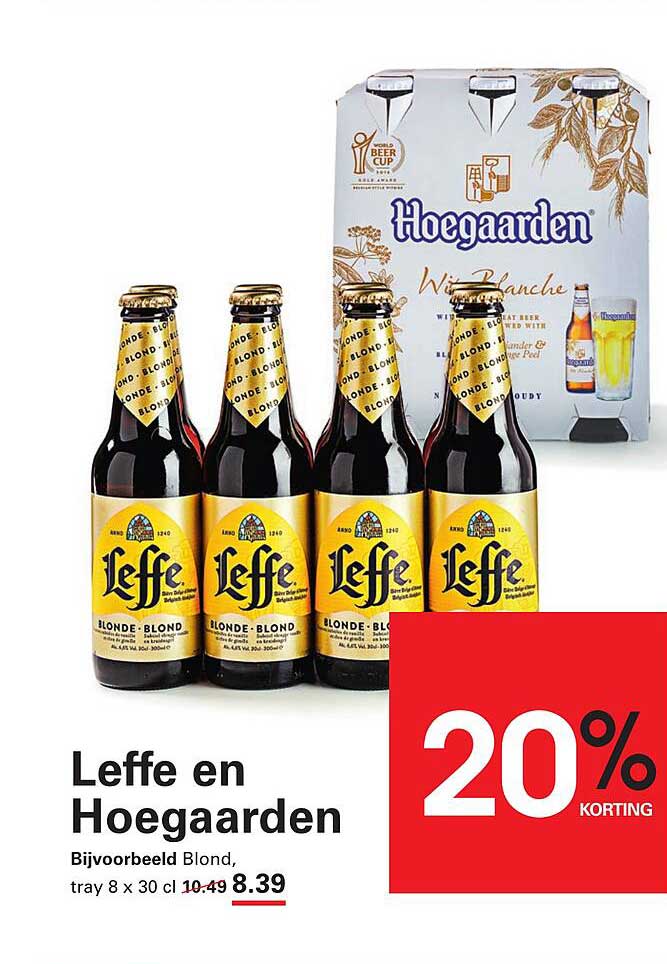 Leffe en Hoegaarden 20% korting