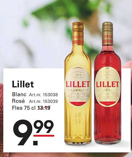Lillet Blanc Art.nr. 153038 Rosé Art.nr. 153039 Fles 75 cl