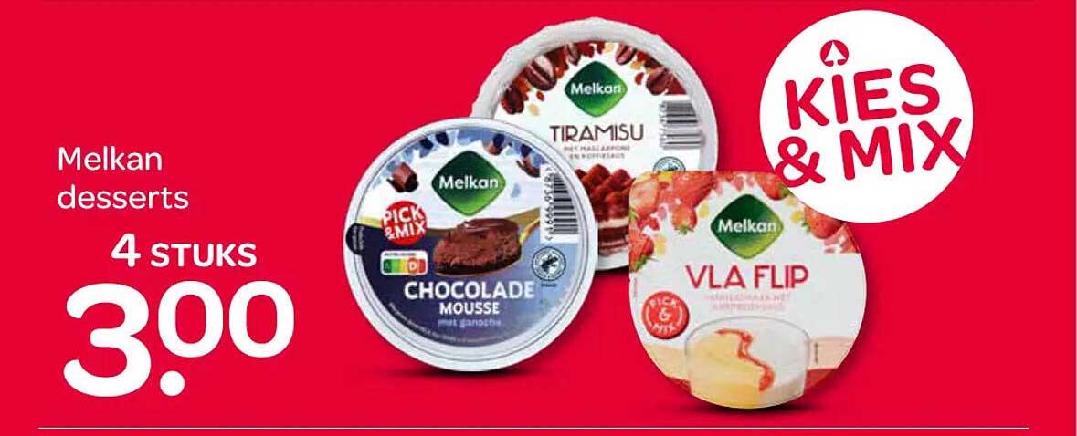 Melkan desserts 4 stuks KIES & MIX
