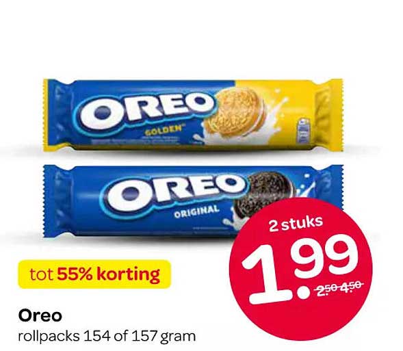 Oreo rollpacks 154 of 157 gram 2 stuks