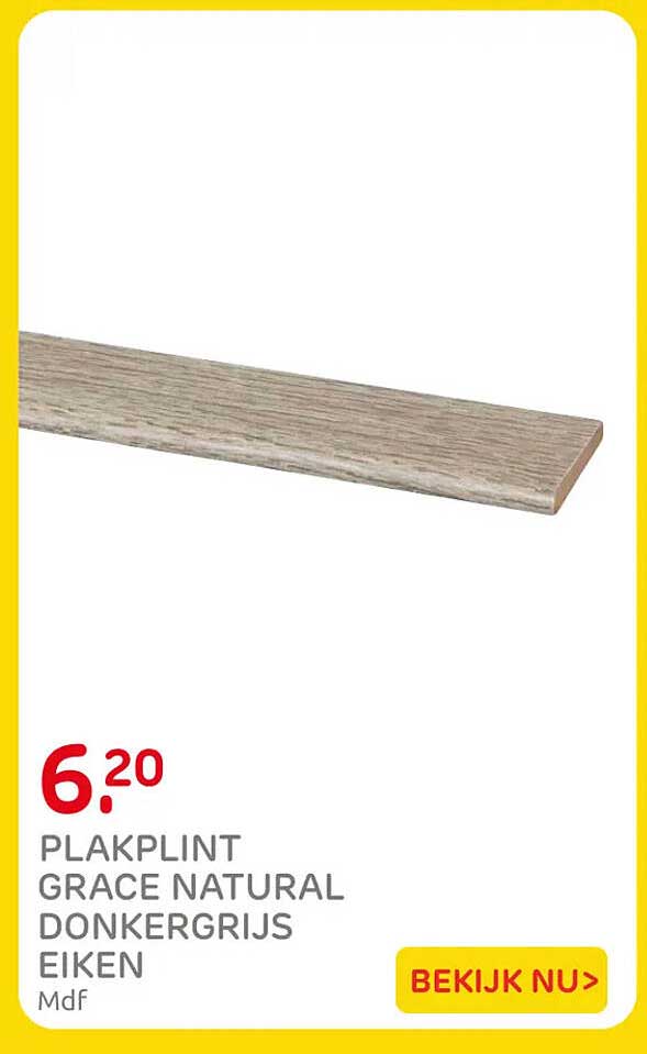 PLAKPLINT GRACE NATURAL DONKERGRIJS EIKEN