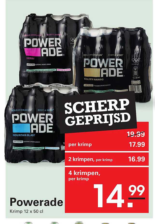 Powerade Krimp 12 x 50 cl SCHERP GEPRIJSD