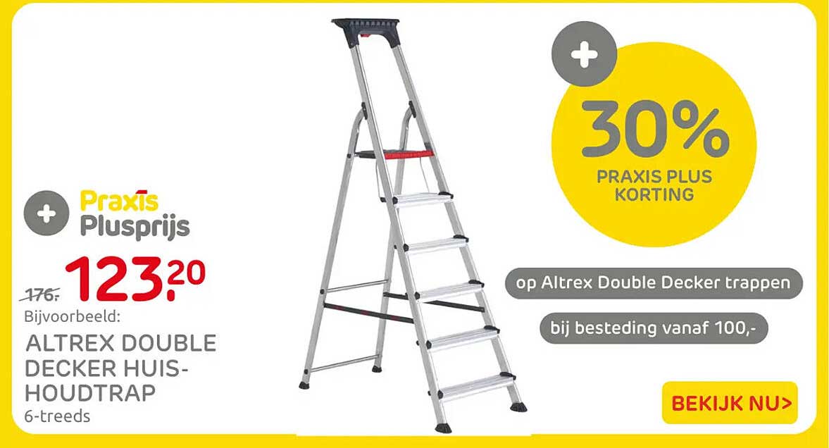Praxis Plusprijs Altrex Double Decker huis-houttrap 6-treeds 30% Praxis Plus korting