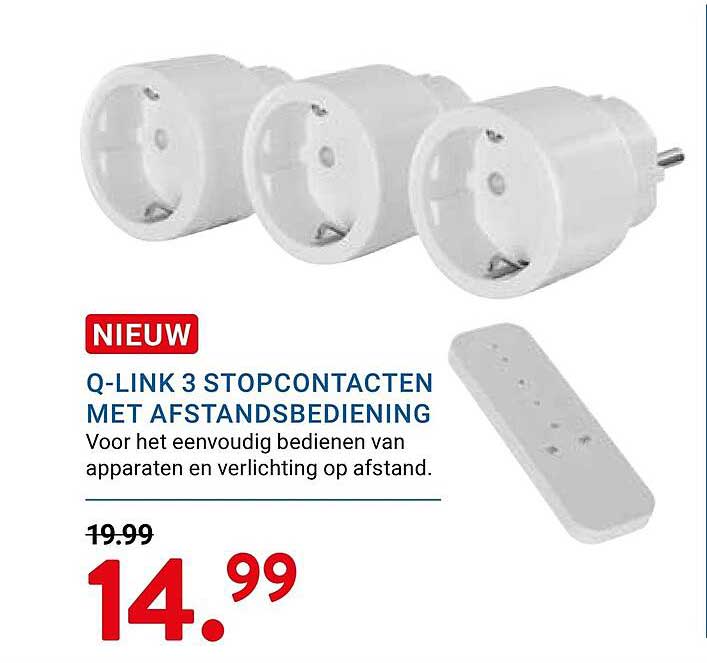 Q-LINK 3 STOPCONTACTEN MET AFSTANDSBEDIENING