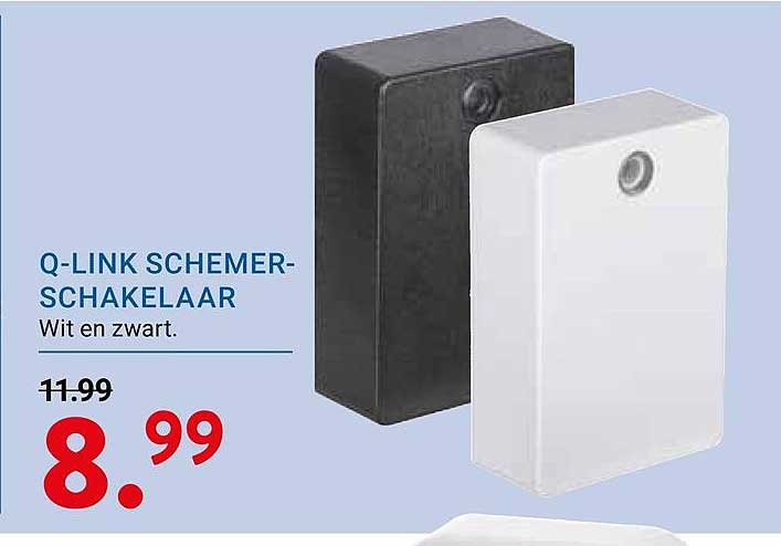 Q-LINK SCHEMER-SCHAKELAAR Wit en zwart.