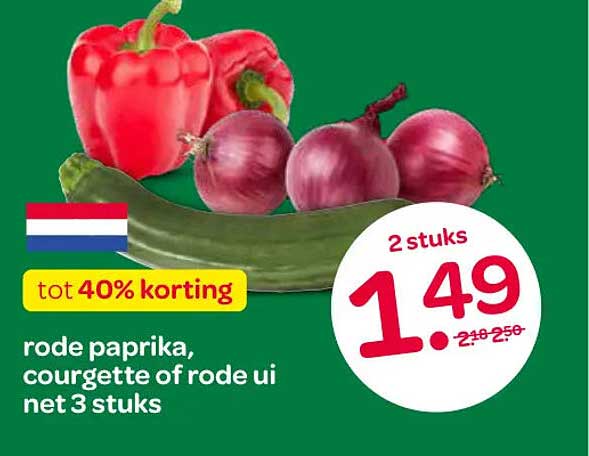 rode paprika, courgette of rode ui net 3 stuks tot 40% korting