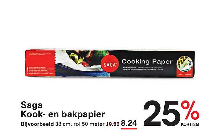 Saga Kook- en bakpapier 25% korting