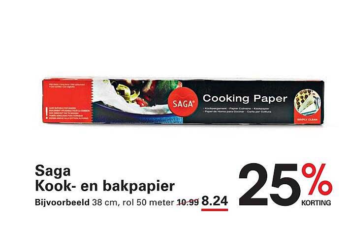 Saga Kook- en bakpapier 25% korting