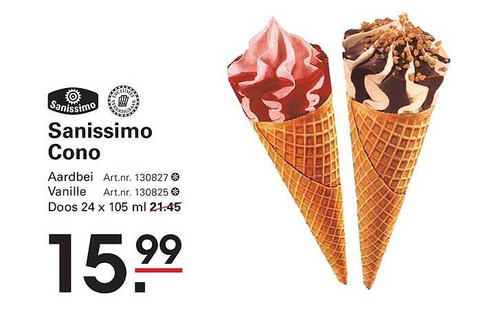 Sanissimo Cono Aardbei Vanille Doos 24 x 105 ml
