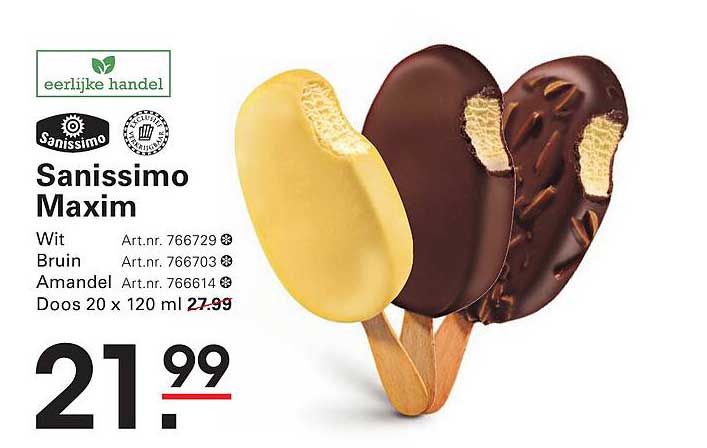 Sanissimo Maxim Wit Bruin Amandel Doos 20 x 120 ml