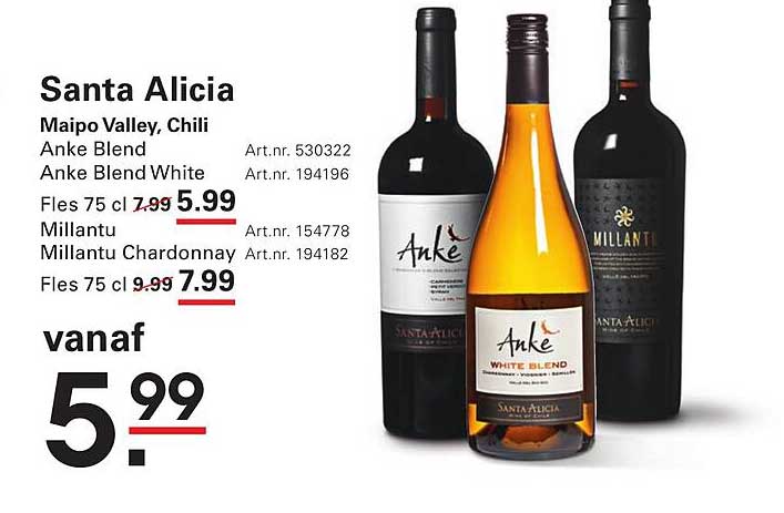 Santa Alicia Maipo Valley, Chili Anke Blend Anke Blend White Millantu Millantu Chardonnay