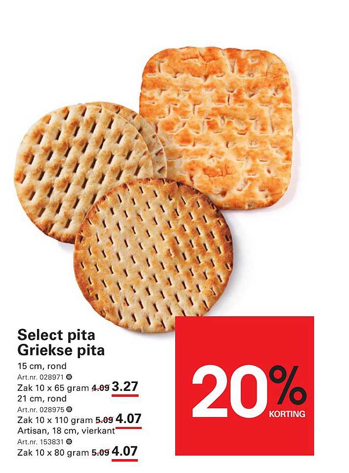 Select pita Griekse pita 20% KORTING