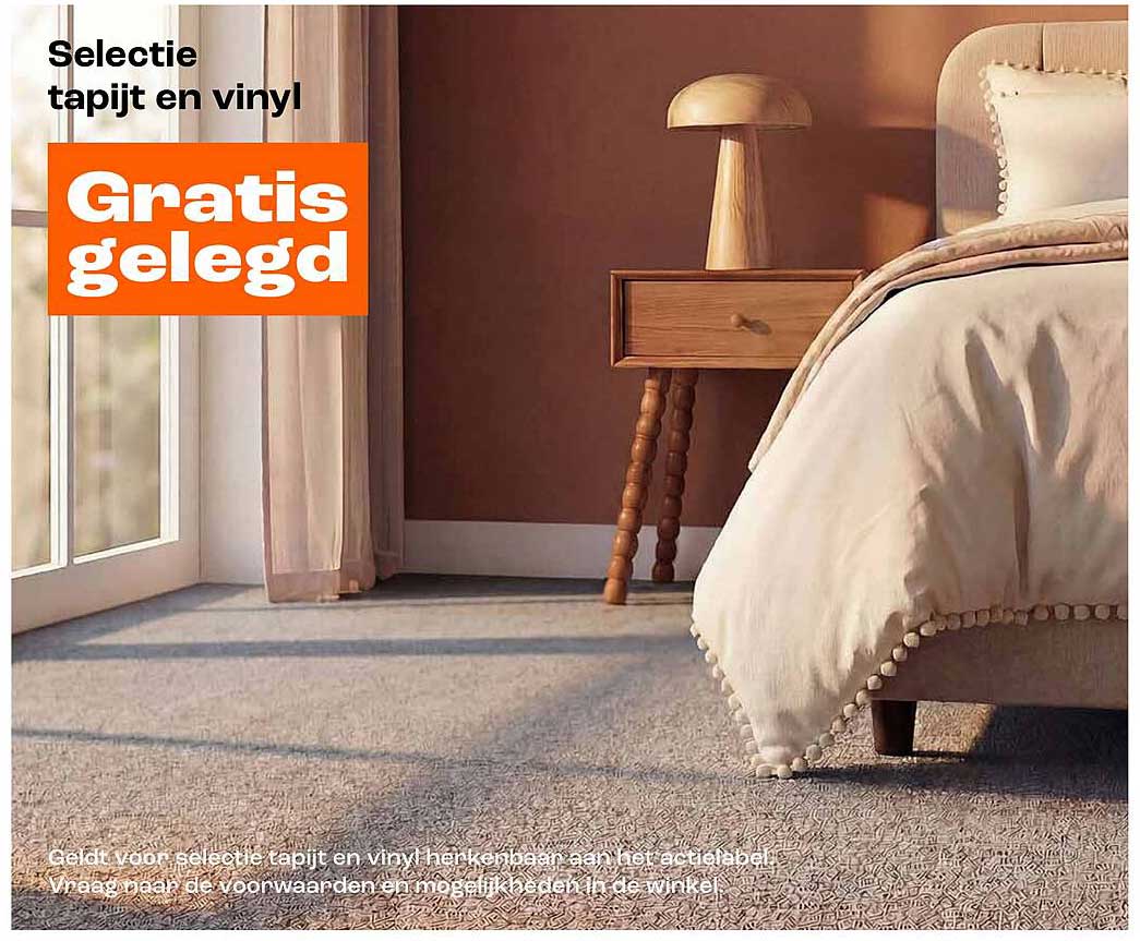 Selectie tapijt en vinyl Gratis gelegd