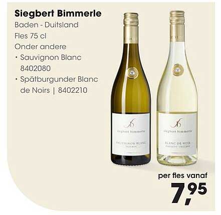 Siegbert Bimmerle Baden - Duitsland Fles 75 cl Onder andere Sauvignon Blanc 8402080 Spätburgunder Blanc de Noirs | 8402210
