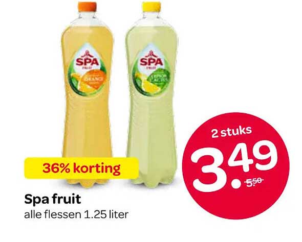 Spa fruit alle flessen 1.25 liter 36% korting
