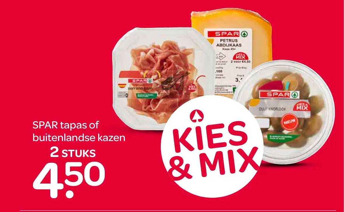 SPAR tapas of buitenlandse kazen 2 stuks