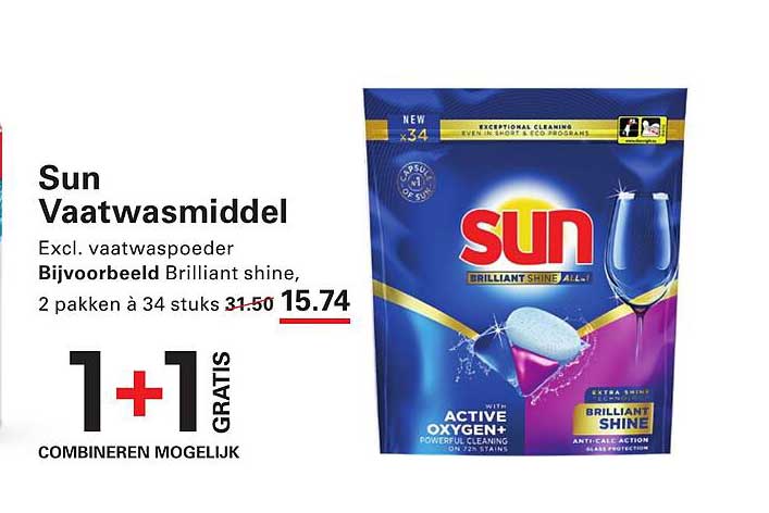 Sun Vaatwasmiddel 1+1 GRATIS combineren mogelijk