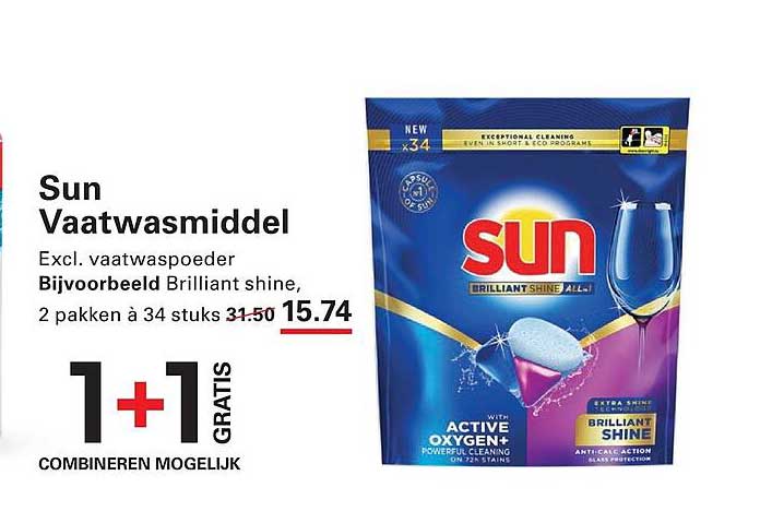 Sun Vaatwasmiddel 1+1 GRATIS