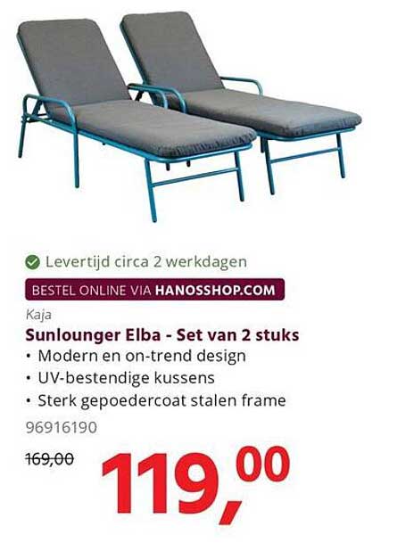 Sunlounger Elba - Set van 2 stuks