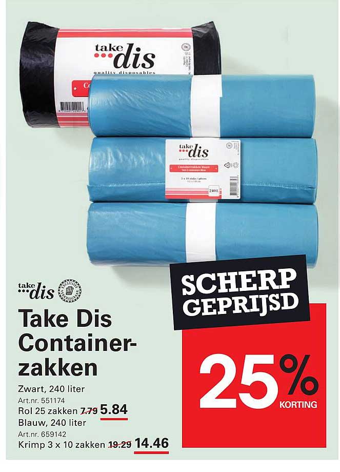Take Dis Container-zakken 25% korting