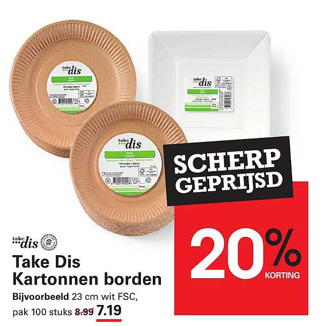 Take Dis Kartonnen borden 20% KORTING