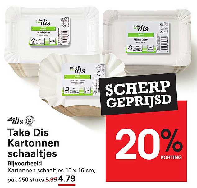 Take Dis Kartonnen schaaltjes 20% korting