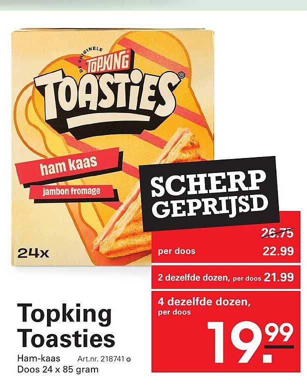 Topking Toasties Ham-kaas Doos 24 x 85 gram