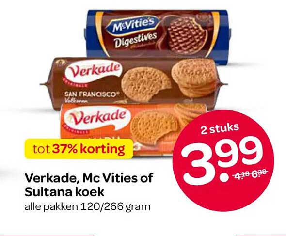 Verkade, Mc Vities of Sultana koek tot 37% korting