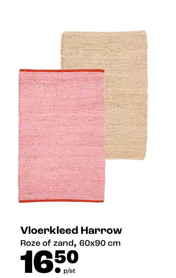 Vloerkleed Harrow Roze of zand, 60x90 cm
