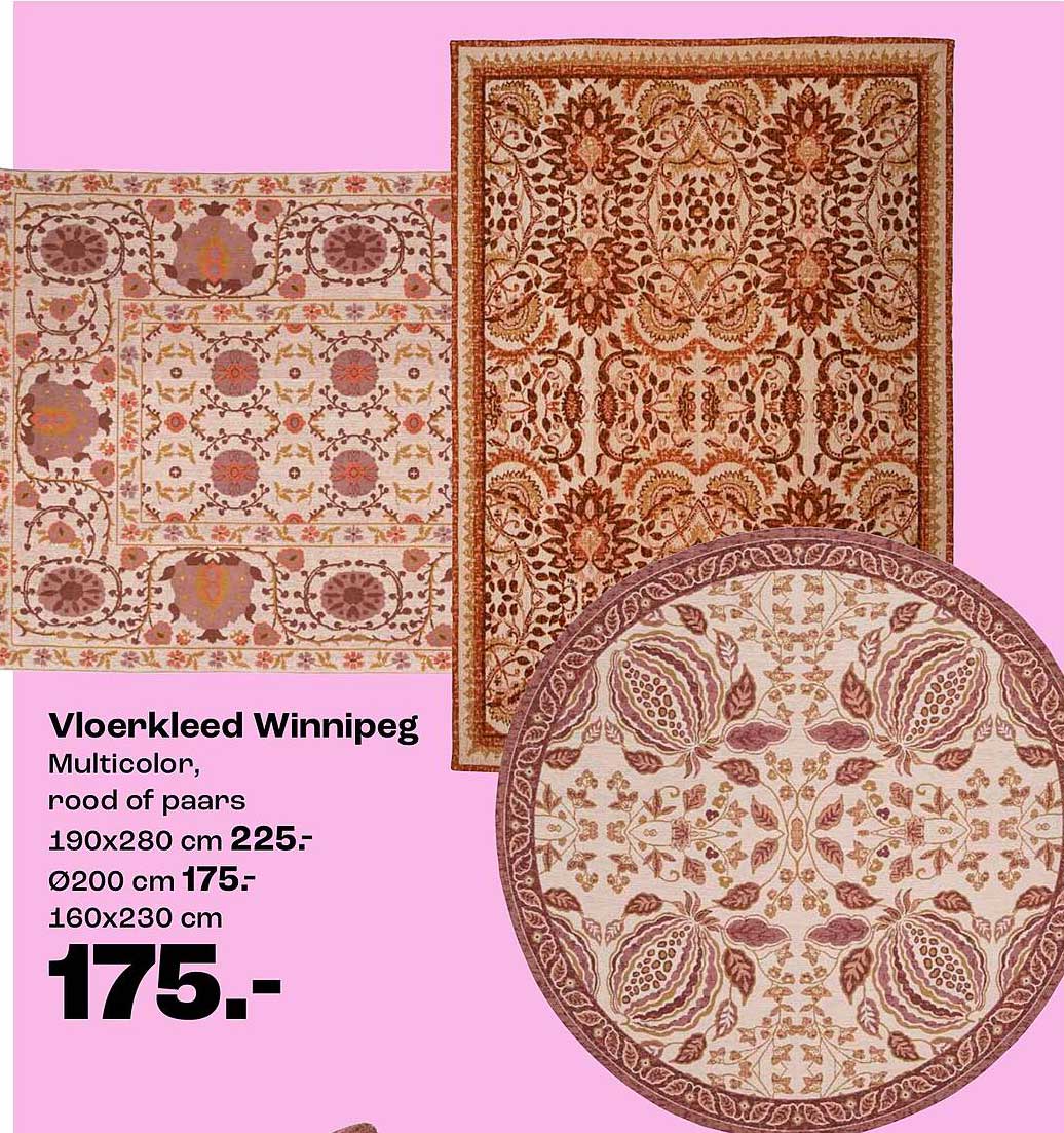 Vloerkleed Winnipeg Multicolor, rood of paars