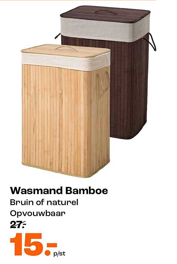 Wasmand Bamboe Bruin of naturel Opvouwbaar