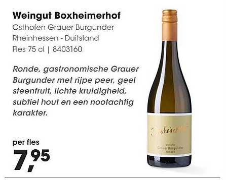 Weingut Boxheimerhof Osthofen Grauer Burgunder Rheinhessen - Duitsland Fles 75 cl | 8403160