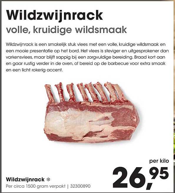 Wildzwijnrack volle, kruidige wildsmaak