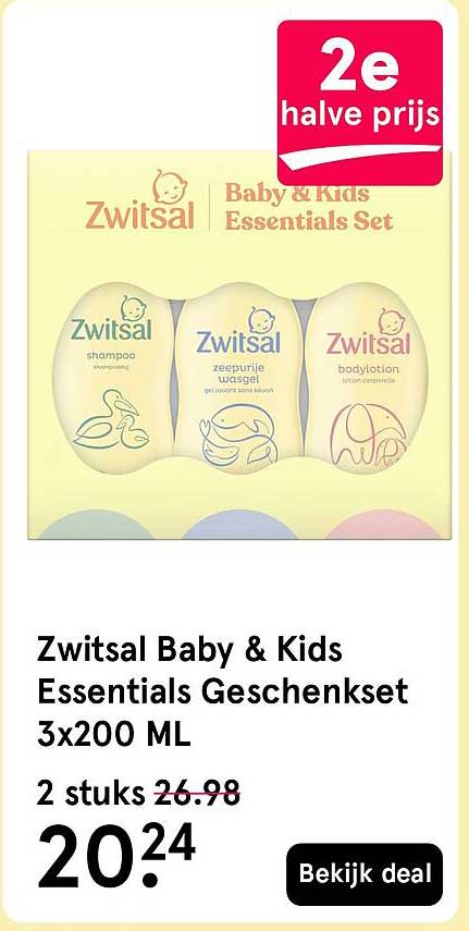 Zwitsal Baby & Kids Essentials Geschenkset 3x200 ML 2e halve prijs
