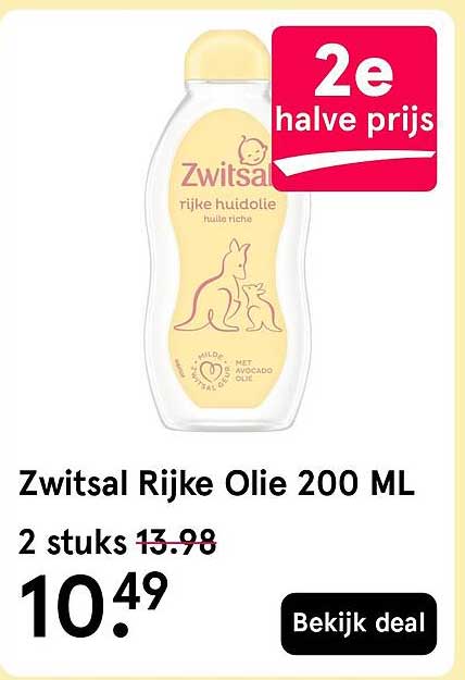 Zwitsal Rijke Olie 200 ML 2e halve prijs
