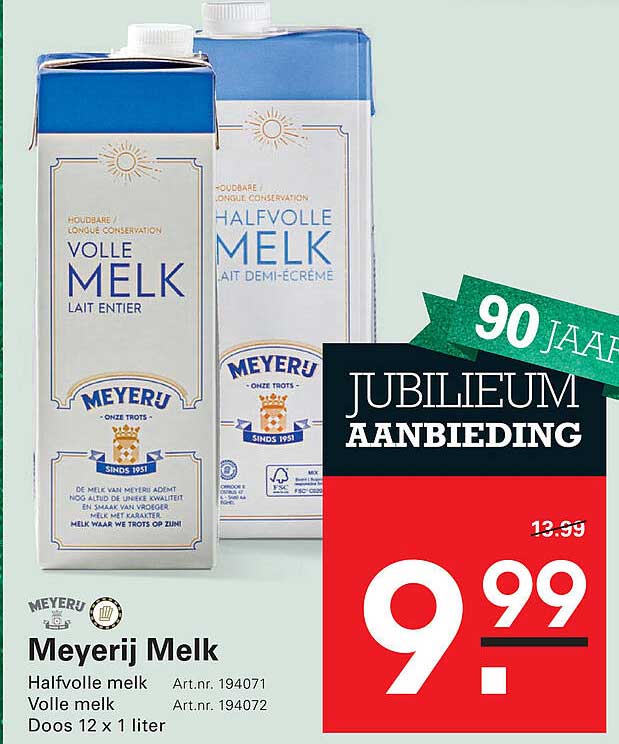 MeyeriJ Melk Halfvolle melk Volle melk Doos 12 x 1 liter