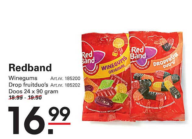 Redband Winegums en Drop fruitduo's