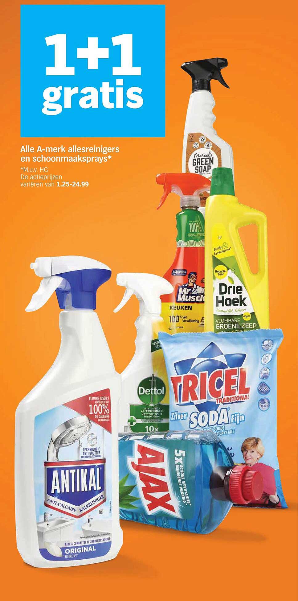 1+1 gratis Alle A-merk allesreinigers en schoonmaaksprays*