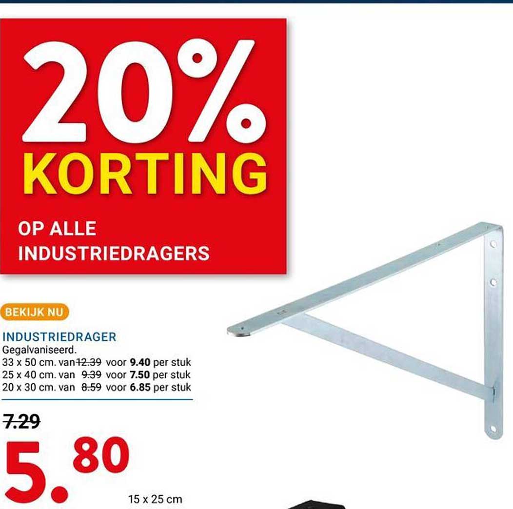 20% KORTING OP ALLE INDUSTRIEDRAGERS
