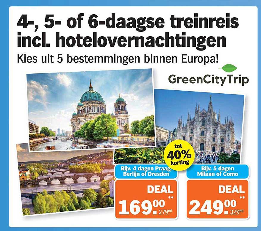 4-, 5- of 6-daagse treinreis incl. hotelovernachtingen