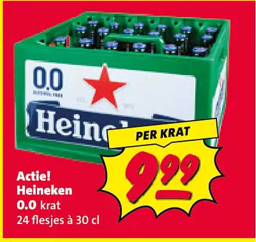 Actie! Heineken 0.0 krat 24 flesjes à 30 cl PER KRAT