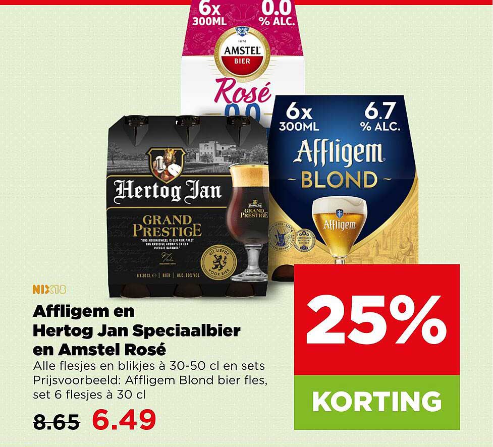 Affligem en Hertog Jan Speciaalbier en Amstel Rosé 25% KORTING