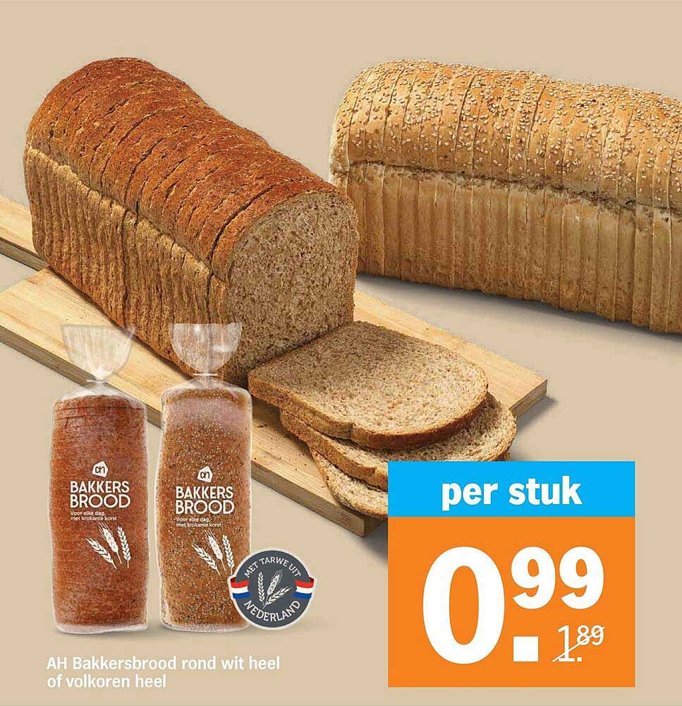 AH Bakkersbrood rond wit heel of volkoren heel