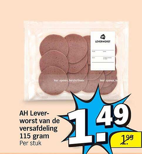 AH Leverworst van de versafdeling 115 gram Per stuk