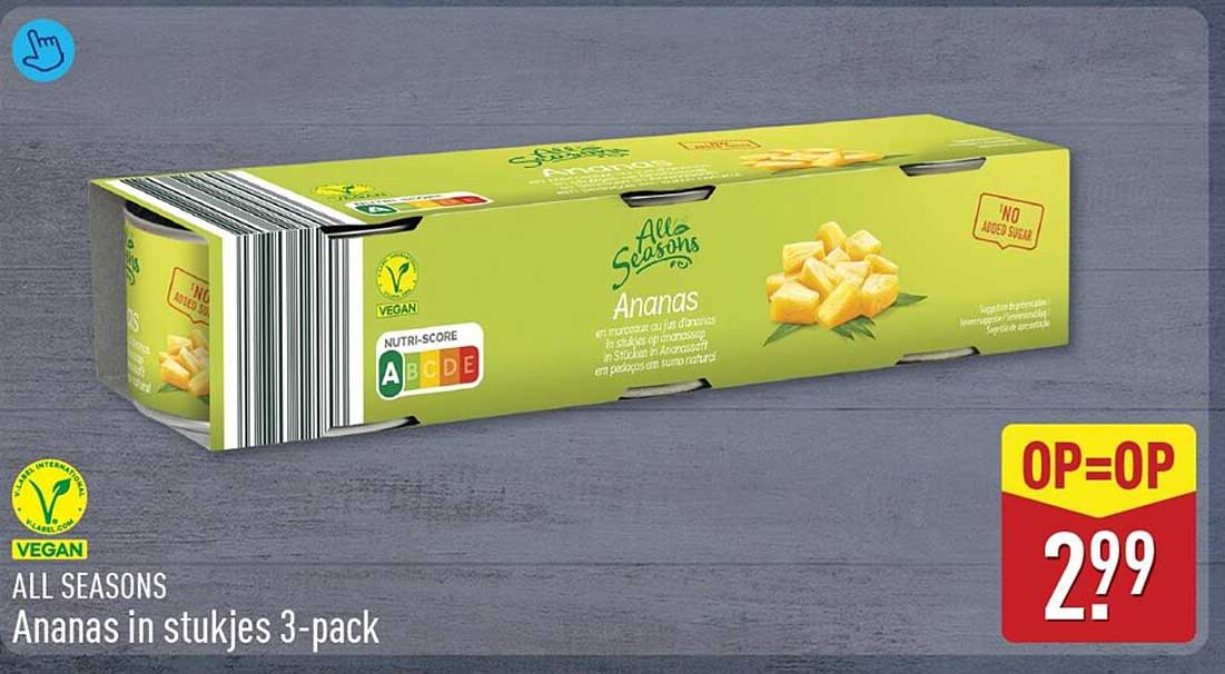 ALL SEASONS Ananas in stukjes 3-pack