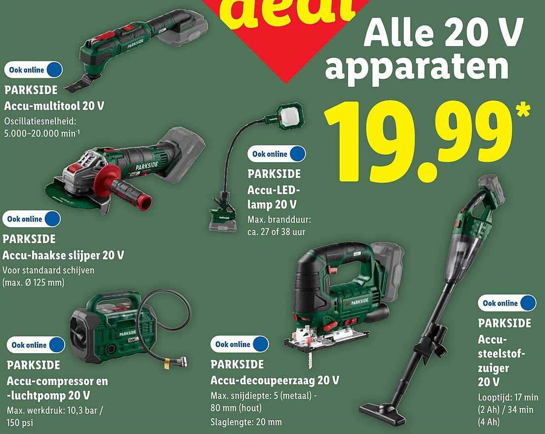 Alle 20 V apparaten