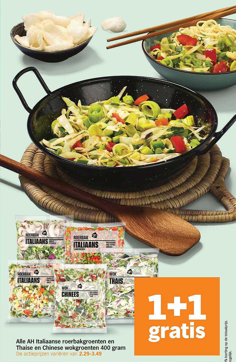 Alle AH Italiaanse roerbakgroenten en Thaise en Chinese wokgroenten 400 gram 1+1 gratis