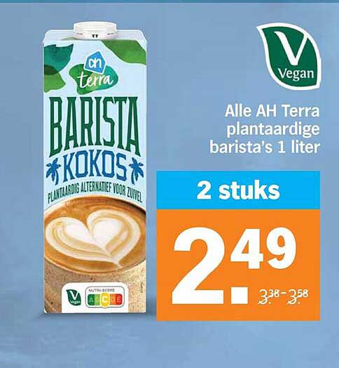 Alle AH Terra plantaardige barista’s 1 liter 2 stuks